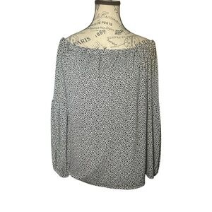 Michael Kors Black and White Off-Shoulder Blouse